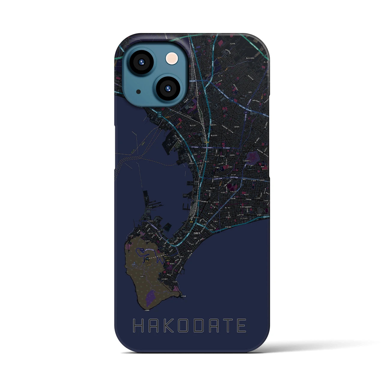 【函館2(北海道)】地図柄iPhoneケース(バックカバータイプ)