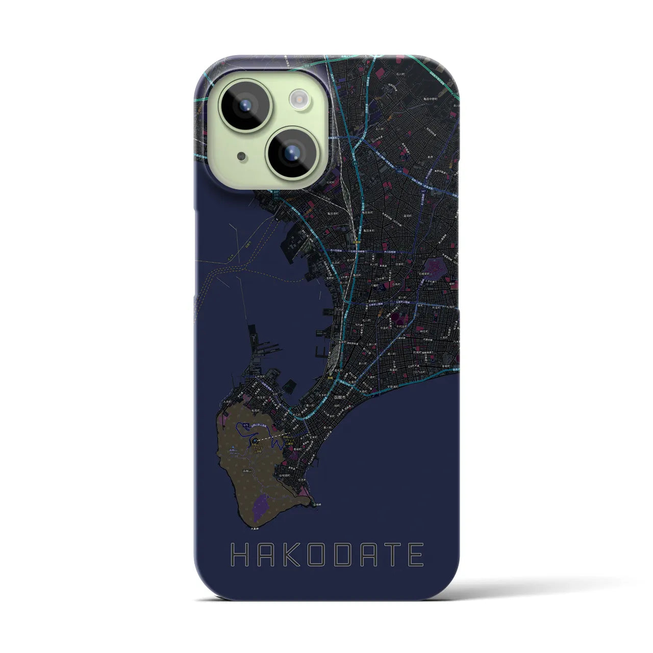 【函館2(北海道)】地図柄iPhoneケース(バックカバータイプ)
