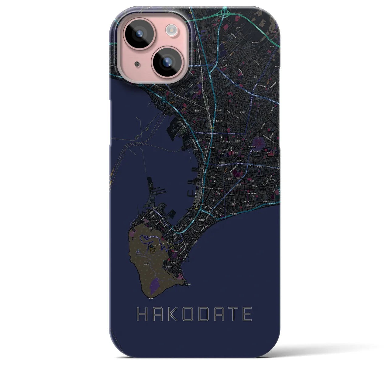 【函館2(北海道)】地図柄iPhoneケース(バックカバータイプ)