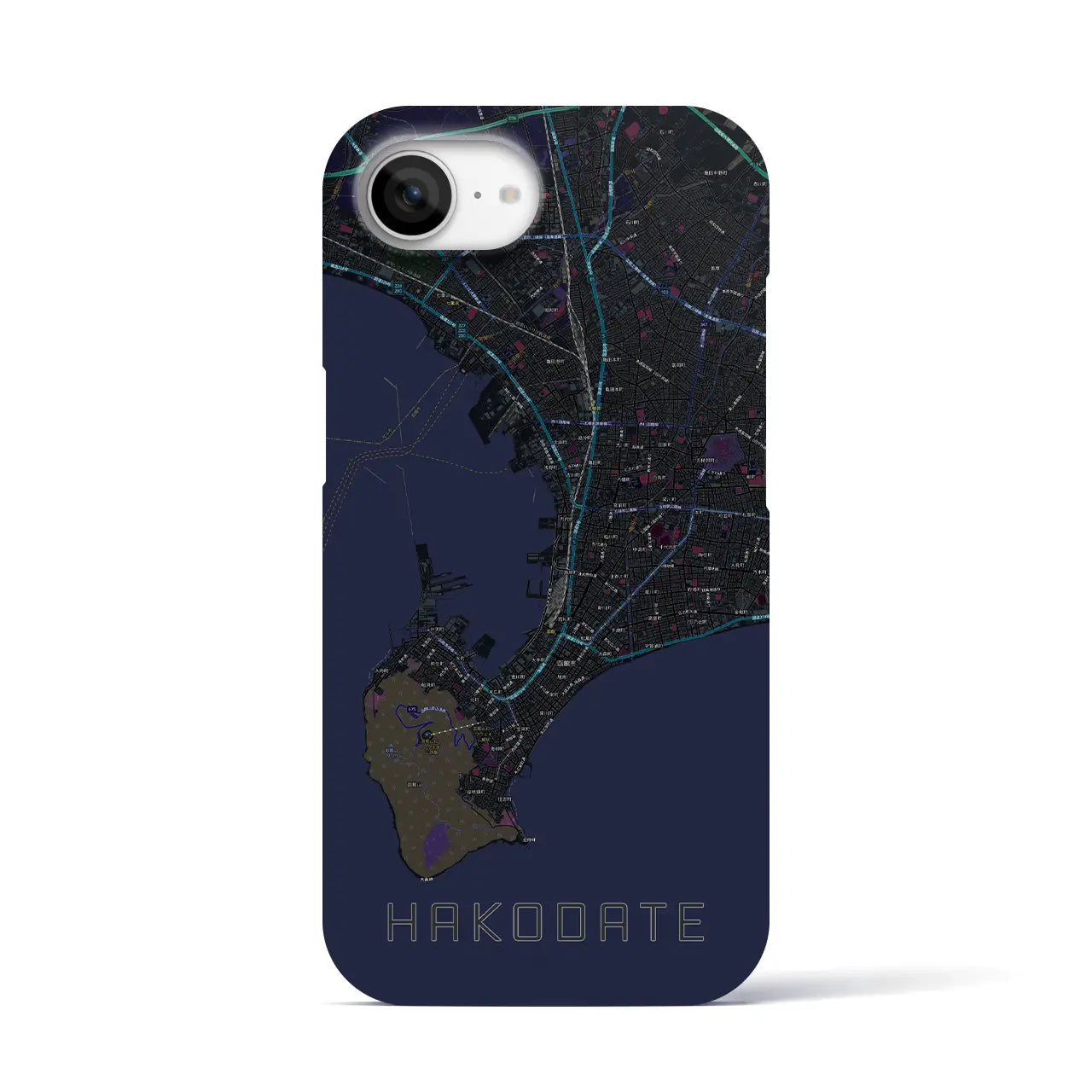 【函館2(北海道)】地図柄iPhoneケース(バックカバータイプ)