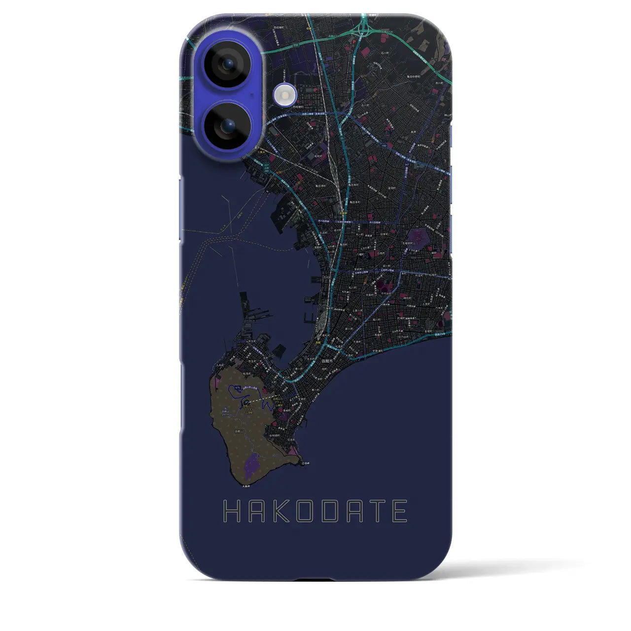 【函館2(北海道)】地図柄iPhoneケース(バックカバータイプ)