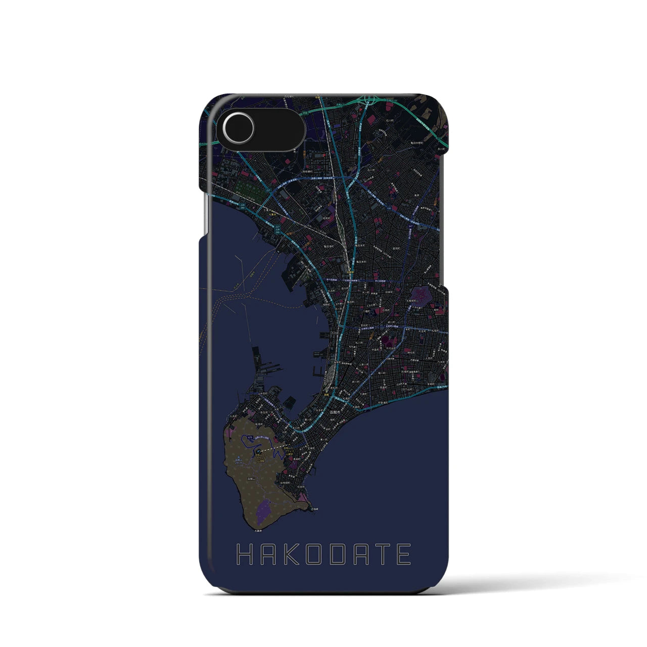 【函館2(北海道)】地図柄iPhoneケース(バックカバータイプ)