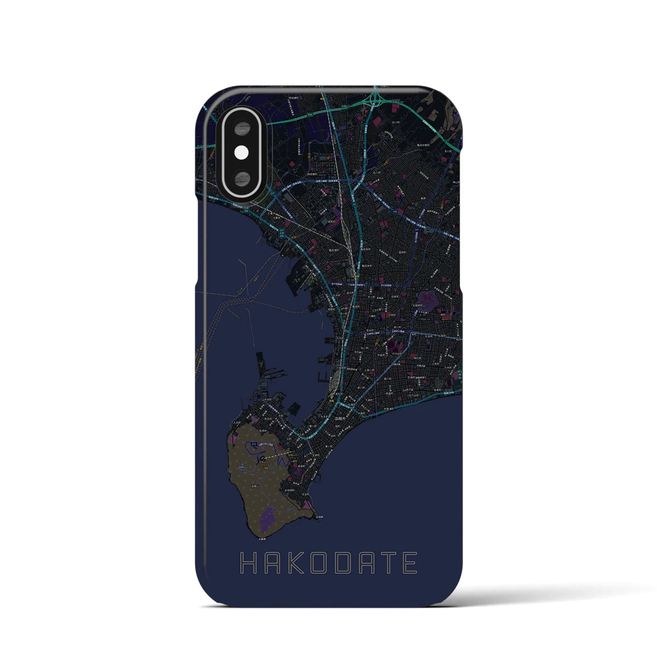 【函館2(北海道)】地図柄iPhoneケース(バックカバータイプ)