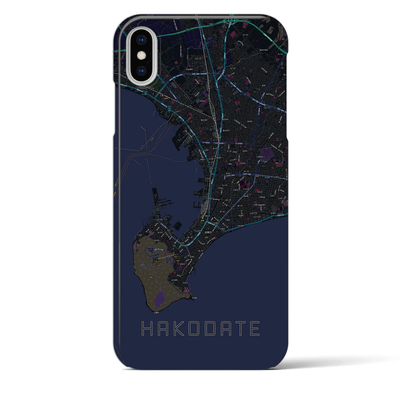 【函館2(北海道)】地図柄iPhoneケース(バックカバータイプ)