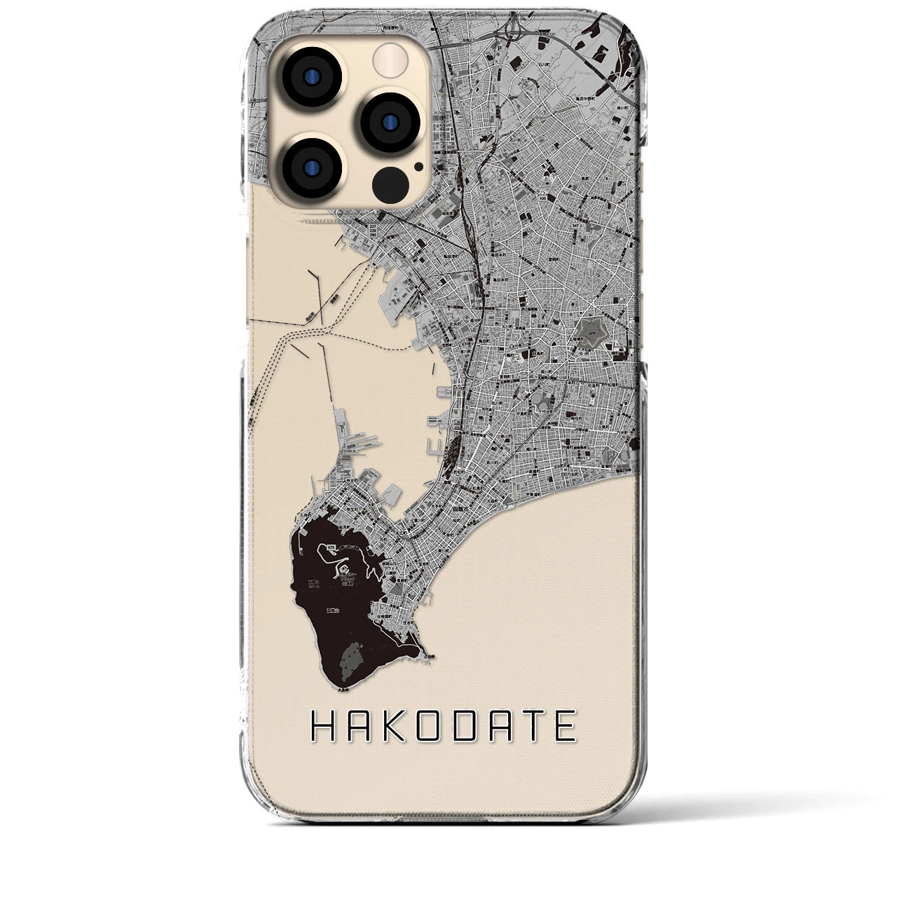 【函館2(北海道)】地図柄iPhoneケース(クリアタイプ)