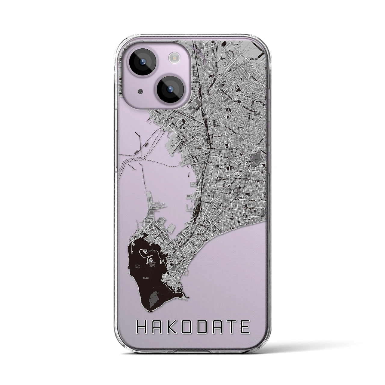 【函館2(北海道)】地図柄iPhoneケース(クリアタイプ)
