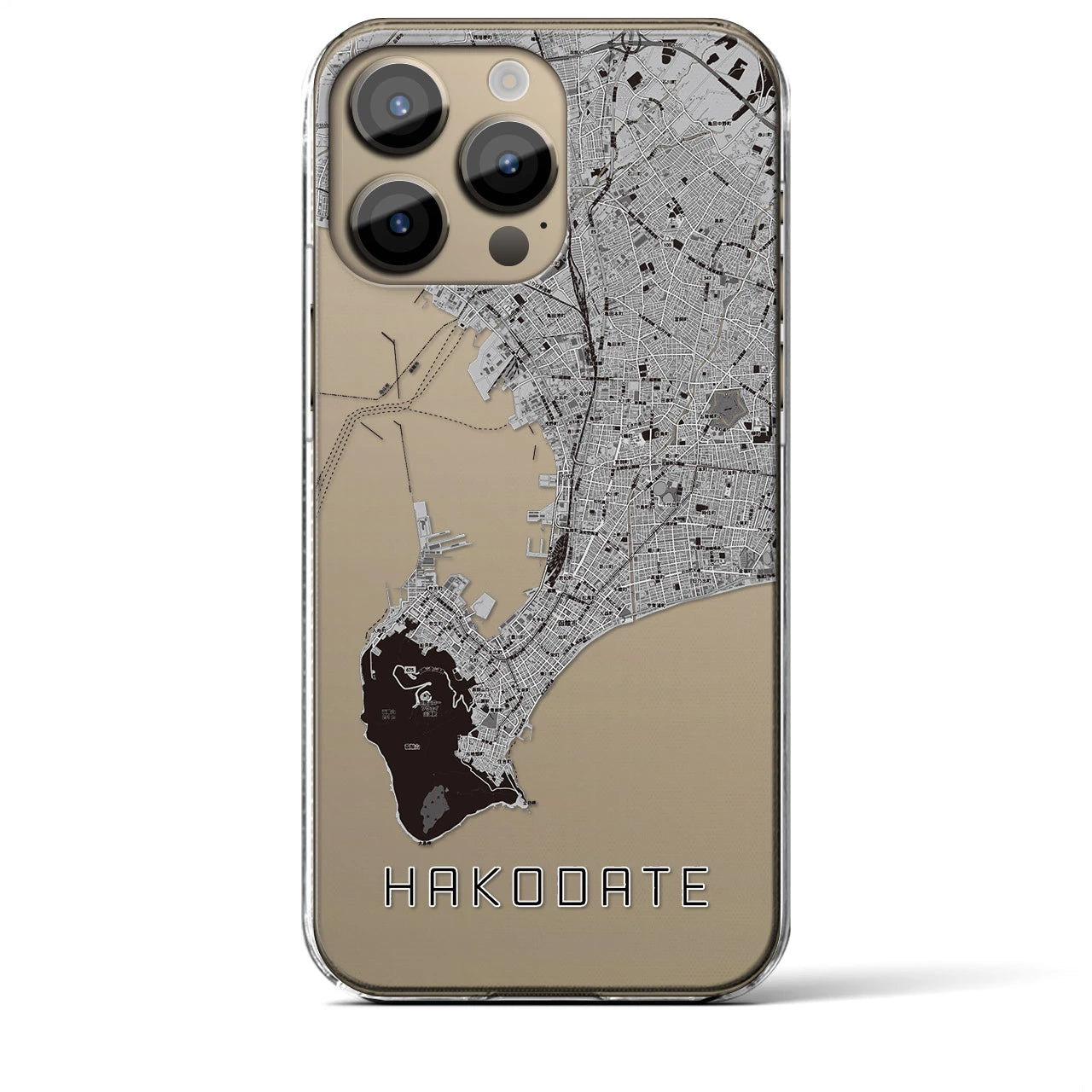 【函館2(北海道)】地図柄iPhoneケース(クリアタイプ)