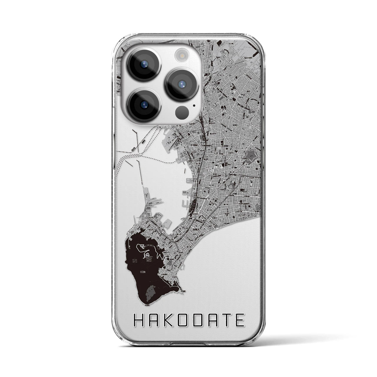 【函館2(北海道)】地図柄iPhoneケース(クリアタイプ)