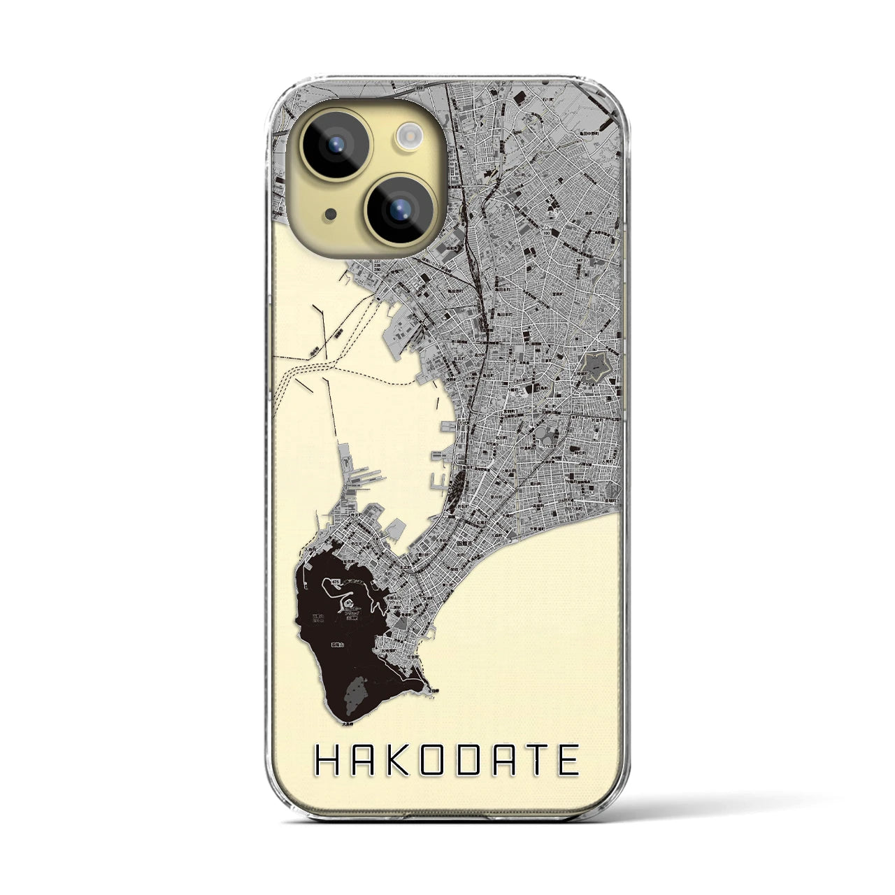 【函館2(北海道)】地図柄iPhoneケース(クリアタイプ)