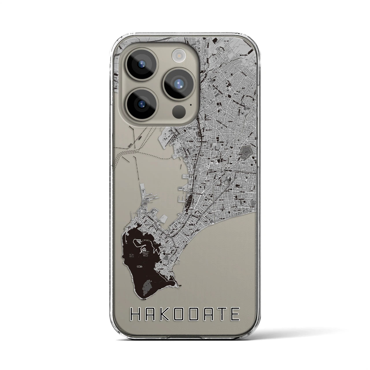 【函館2(北海道)】地図柄iPhoneケース(クリアタイプ)