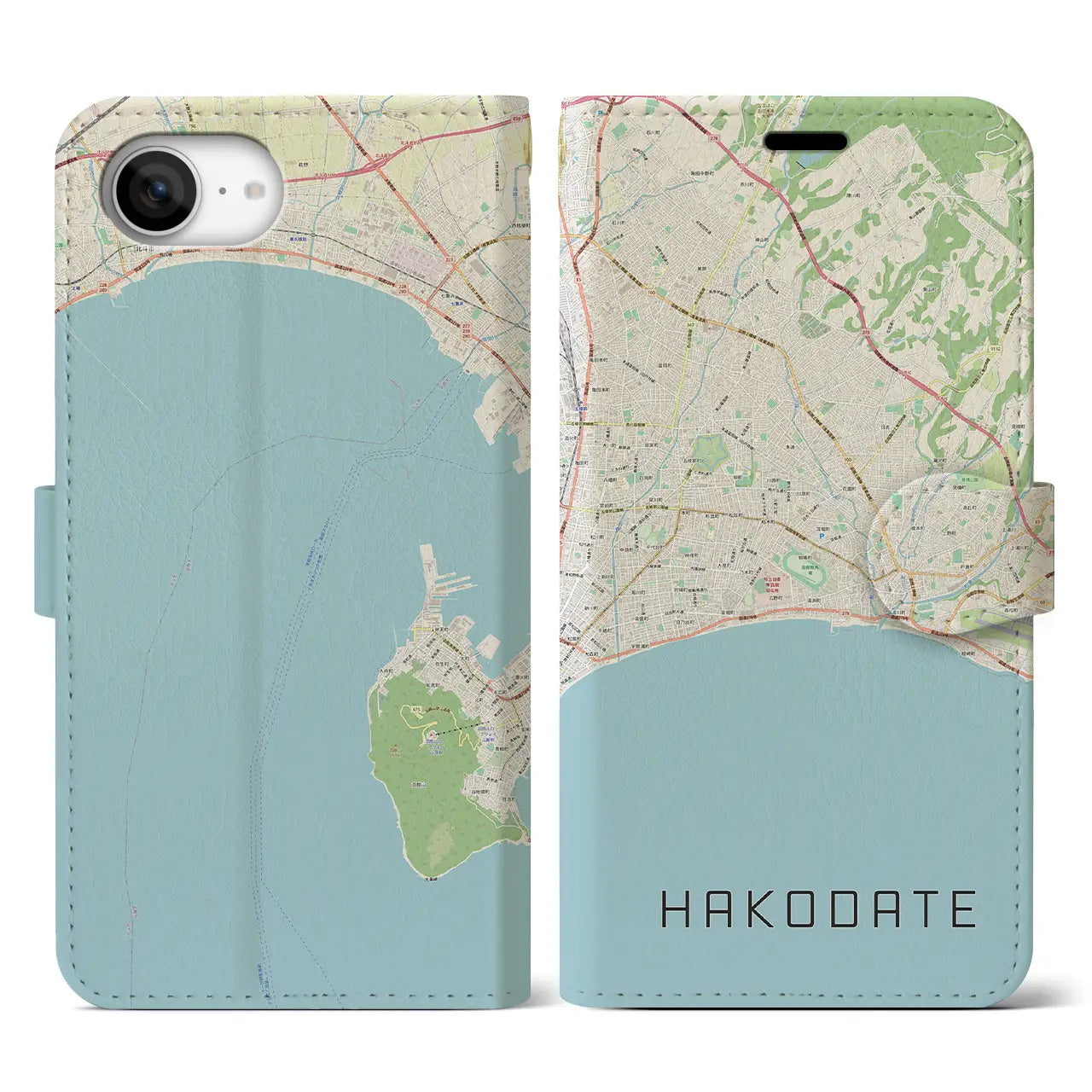 【函館2(北海道)】地図柄iPhoneケース(手帳タイプ)