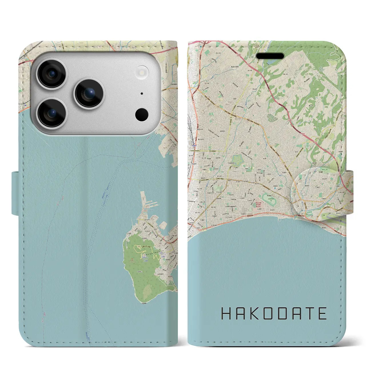 【函館2(北海道)】地図柄iPhoneケース(手帳タイプ)