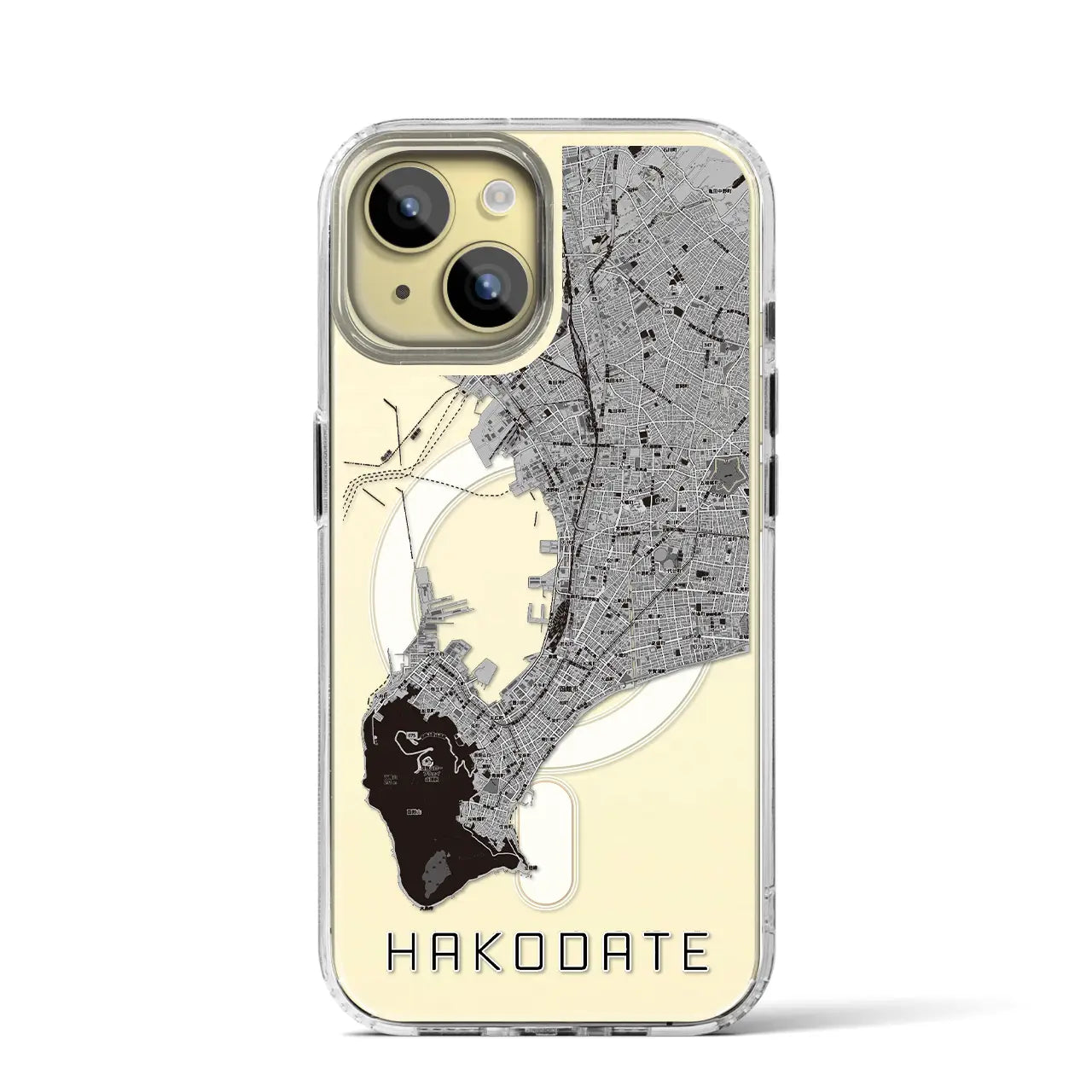 【函館2(北海道)】地図柄iPhoneケース(MagSafeタイプ)