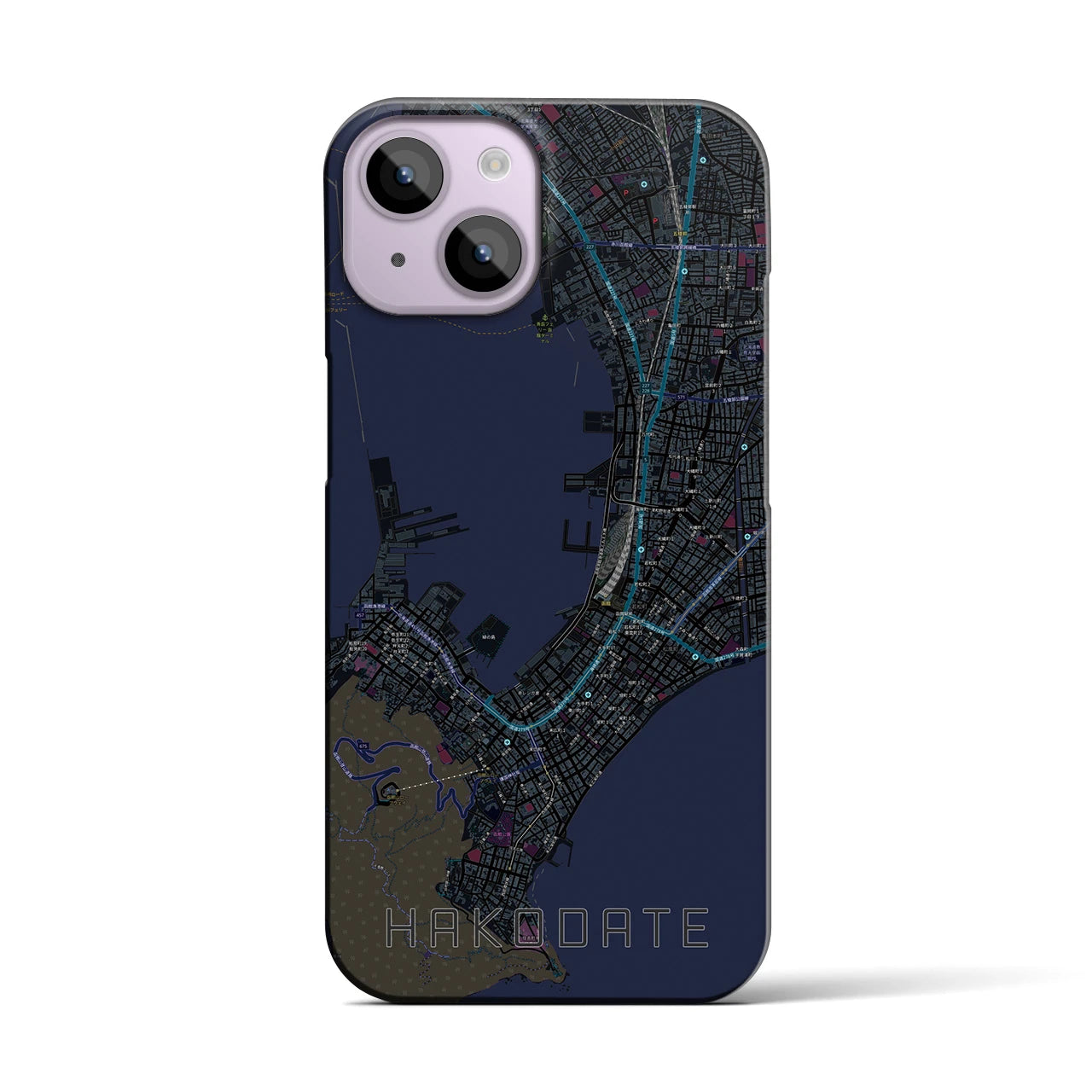 【函館(北海道)】地図柄iPhoneケース(バックカバータイプ)