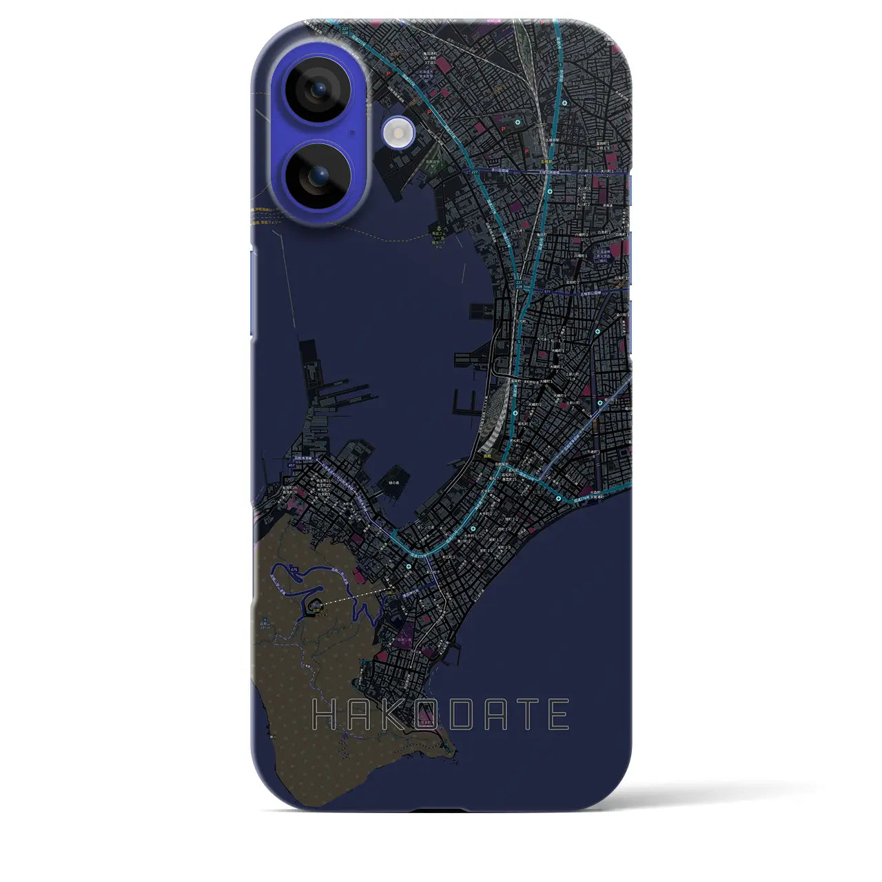 【函館(北海道)】地図柄iPhoneケース(バックカバータイプ)