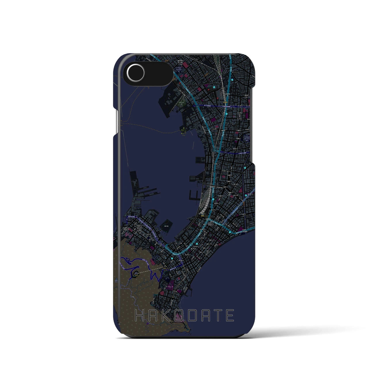 【函館(北海道)】地図柄iPhoneケース(バックカバータイプ)