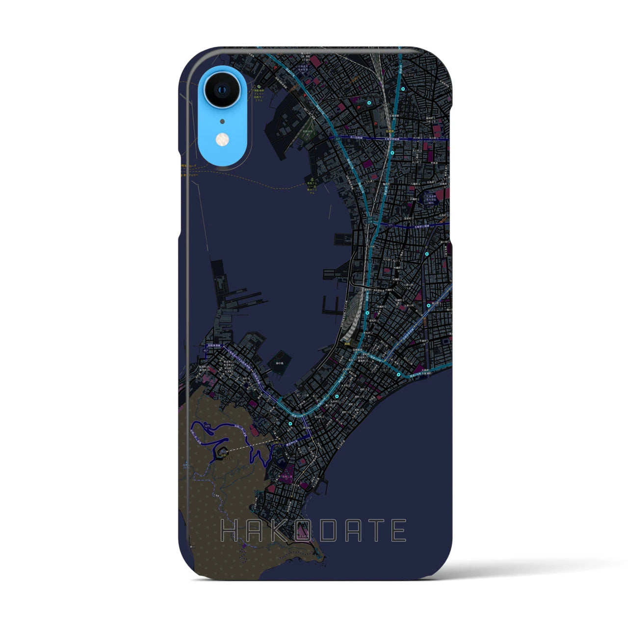 【函館(北海道)】地図柄iPhoneケース(バックカバータイプ)