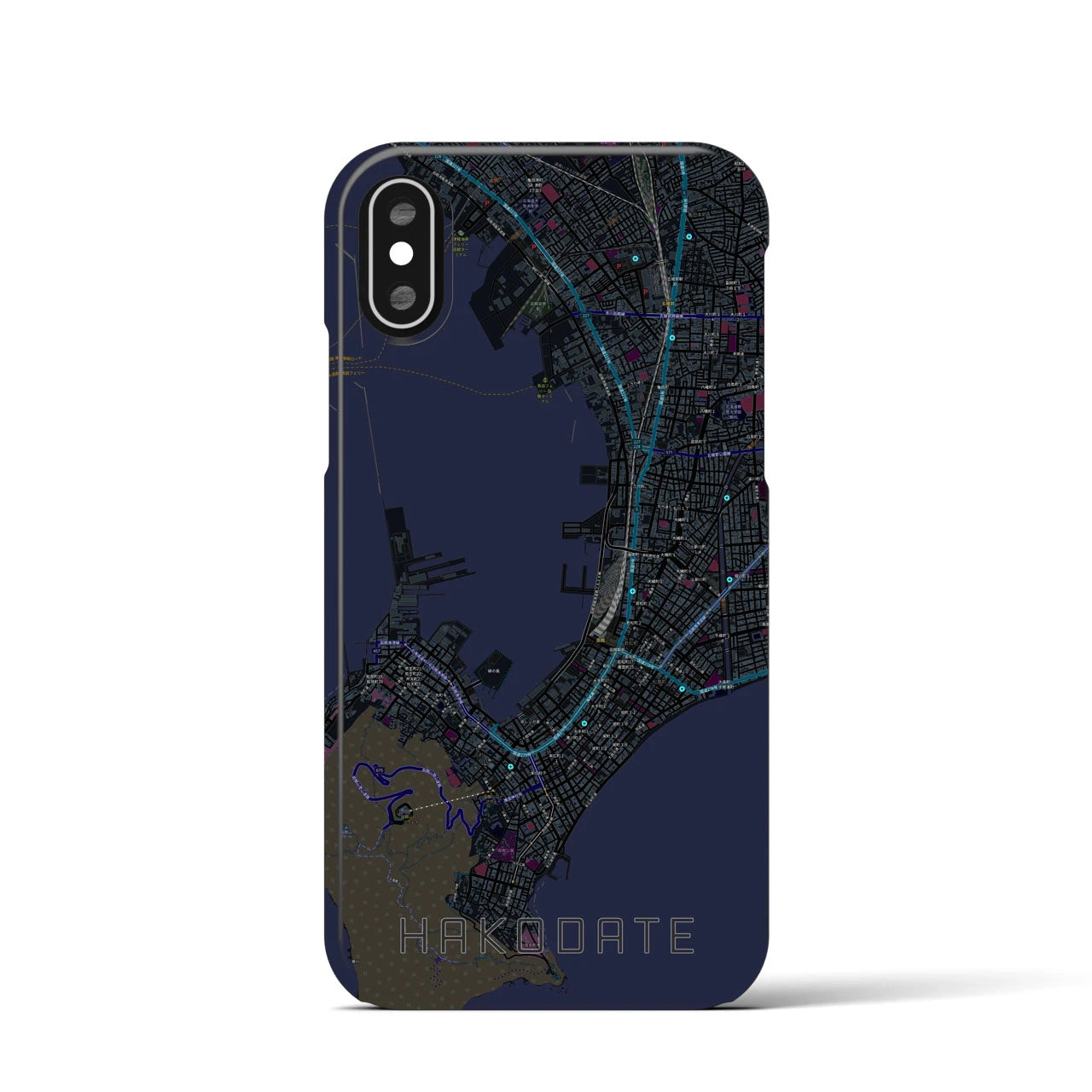 【函館(北海道)】地図柄iPhoneケース(バックカバータイプ)