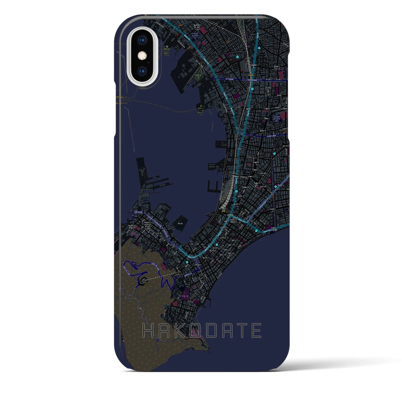【函館(北海道)】地図柄iPhoneケース(バックカバータイプ)