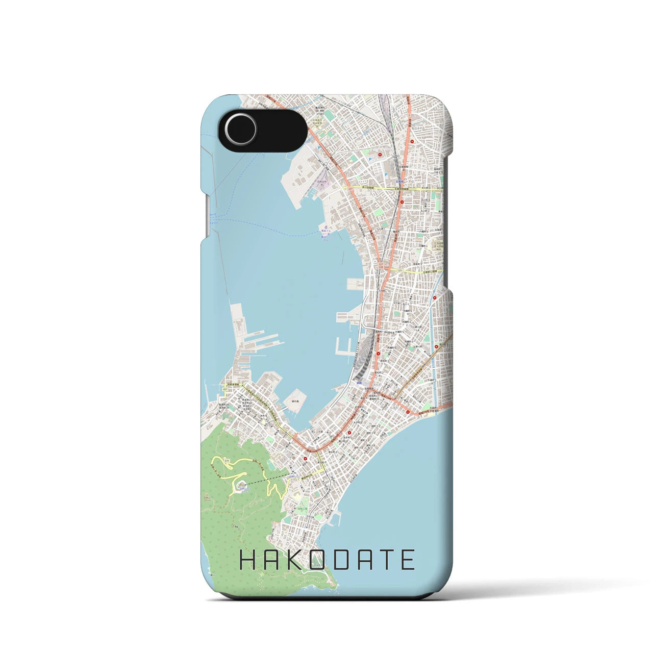【函館(北海道)】地図柄iPhoneケース(バックカバータイプ)