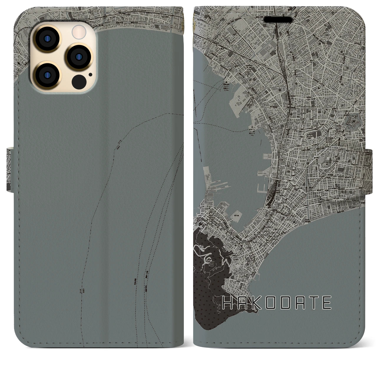 【函館(北海道)】地図柄iPhoneケース(手帳タイプ)