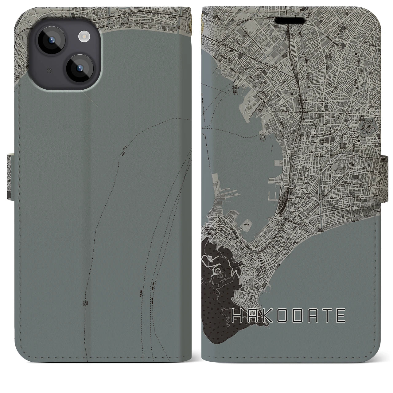 【函館(北海道)】地図柄iPhoneケース(手帳タイプ)