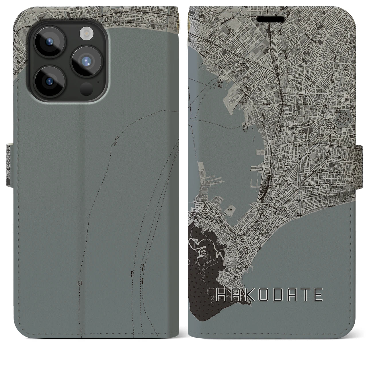 【函館(北海道)】地図柄iPhoneケース(手帳タイプ)