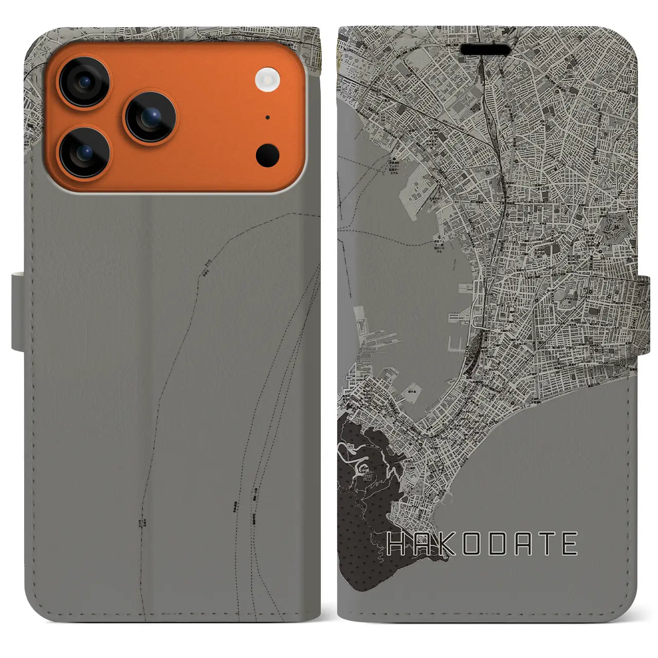 【函館(北海道)】地図柄iPhoneケース(手帳タイプ)