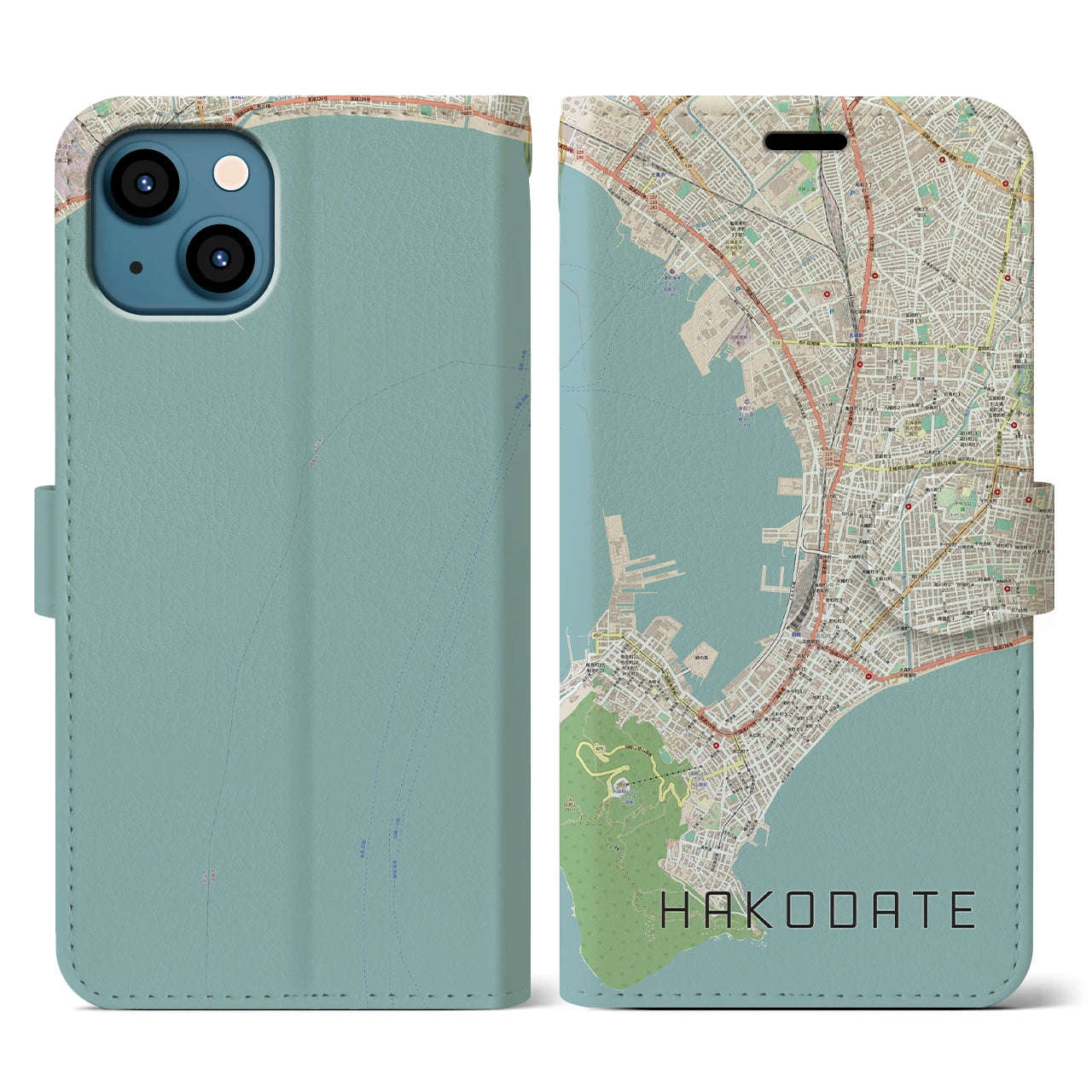 【函館(北海道)】地図柄iPhoneケース(手帳タイプ)