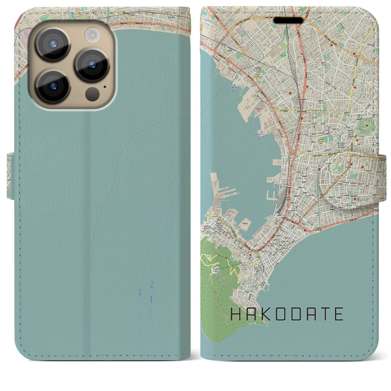 【函館(北海道)】地図柄iPhoneケース(手帳タイプ)