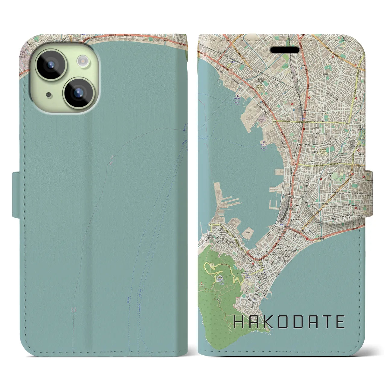 【函館(北海道)】地図柄iPhoneケース(手帳タイプ)