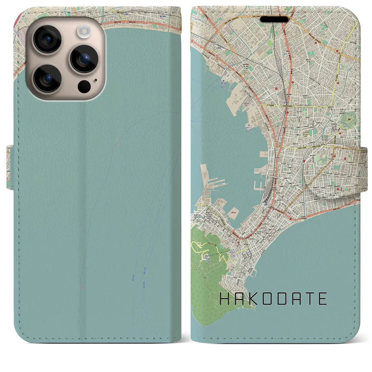 【函館(北海道)】地図柄iPhoneケース(手帳タイプ)