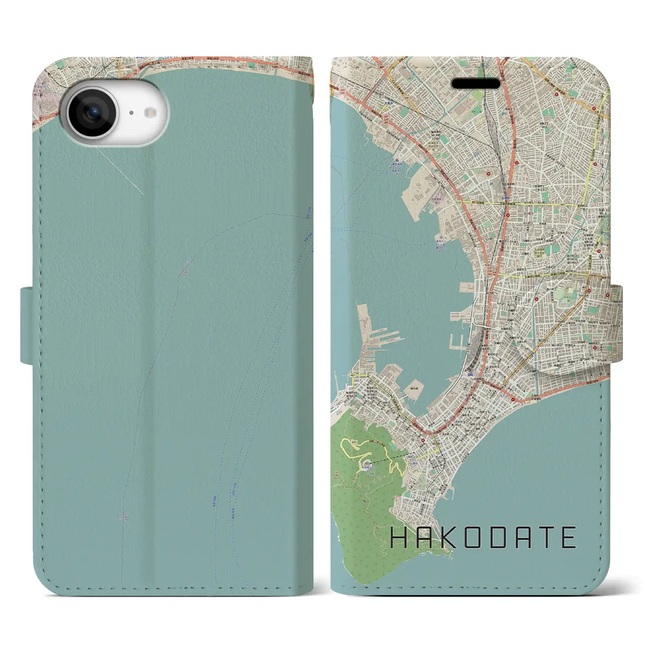 【函館(北海道)】地図柄iPhoneケース(手帳タイプ)