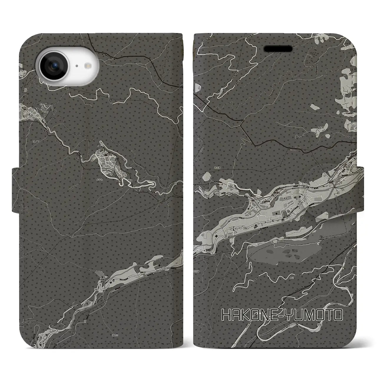 【箱根湯本(神奈川県)】地図柄iPhoneケース(手帳タイプ)