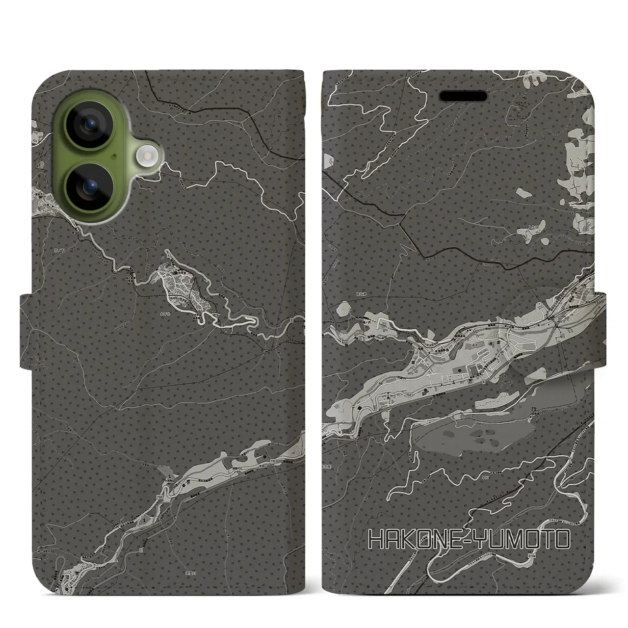 【箱根湯本(神奈川県)】地図柄iPhoneケース(手帳タイプ)