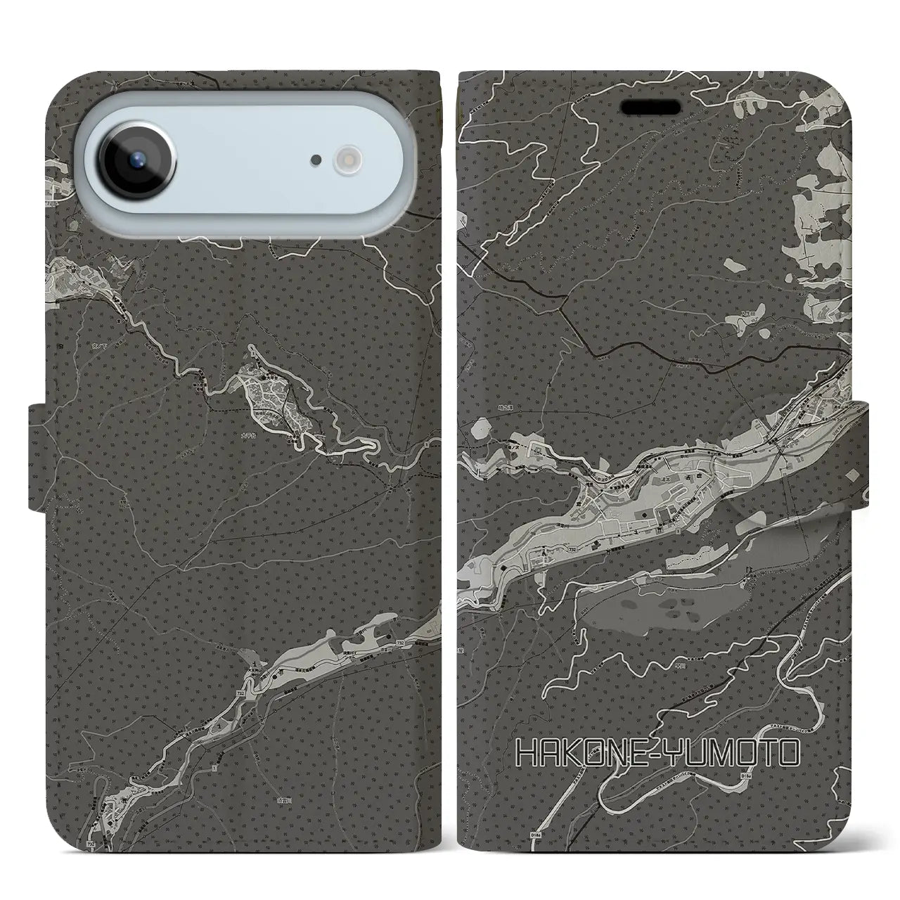 【箱根湯本(神奈川県)】地図柄iPhoneケース(手帳タイプ)