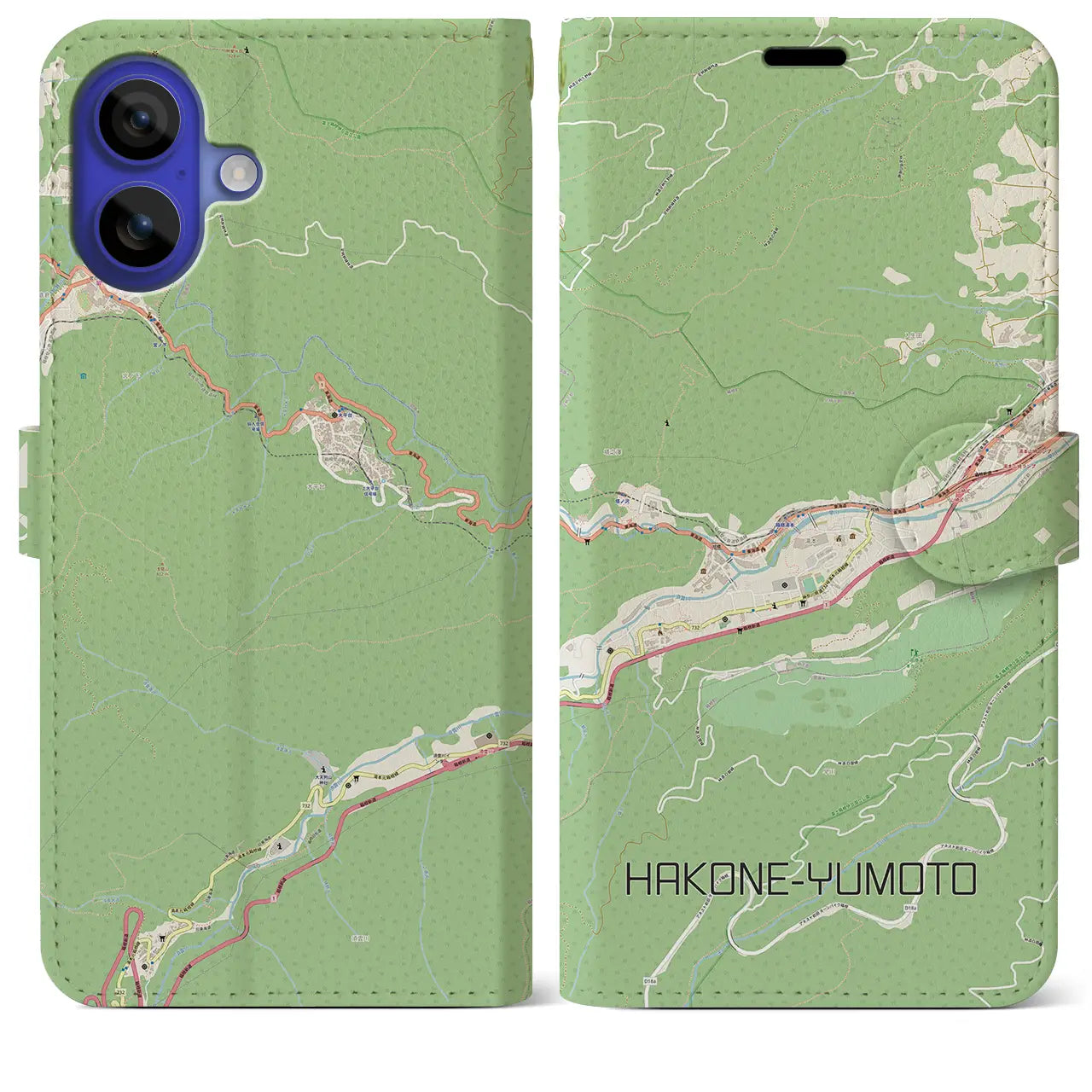 【箱根湯本(神奈川県)】地図柄iPhoneケース(手帳タイプ)ナチュラル・iPhone 16 Pro Max 用