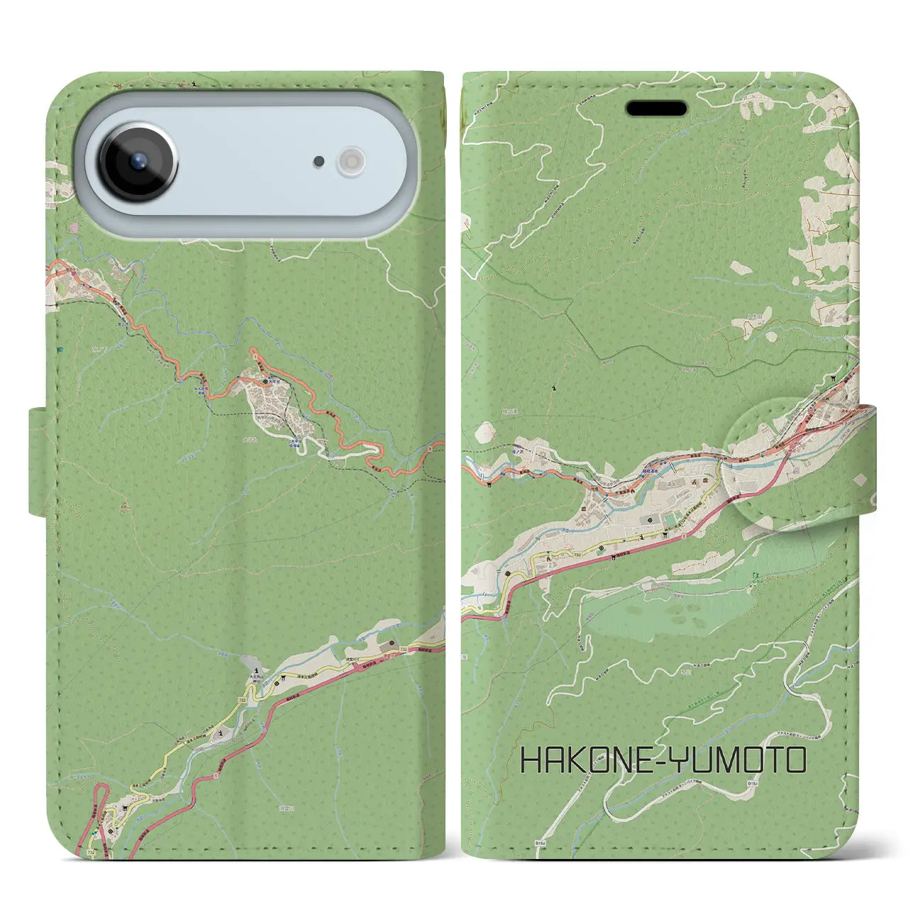 【箱根湯本(神奈川県)】地図柄iPhoneケース(手帳タイプ)