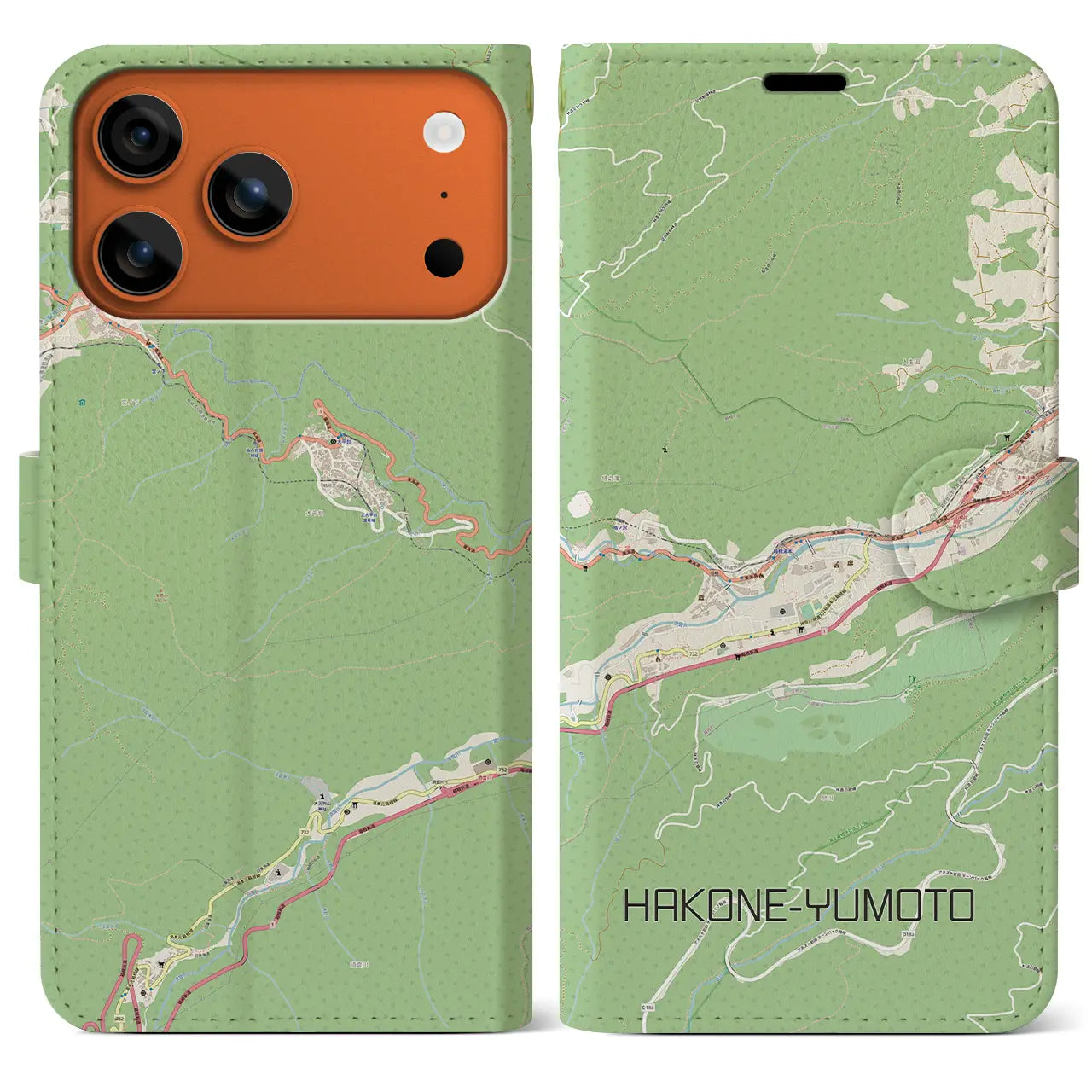 【箱根湯本(神奈川県)】地図柄iPhoneケース(手帳タイプ)