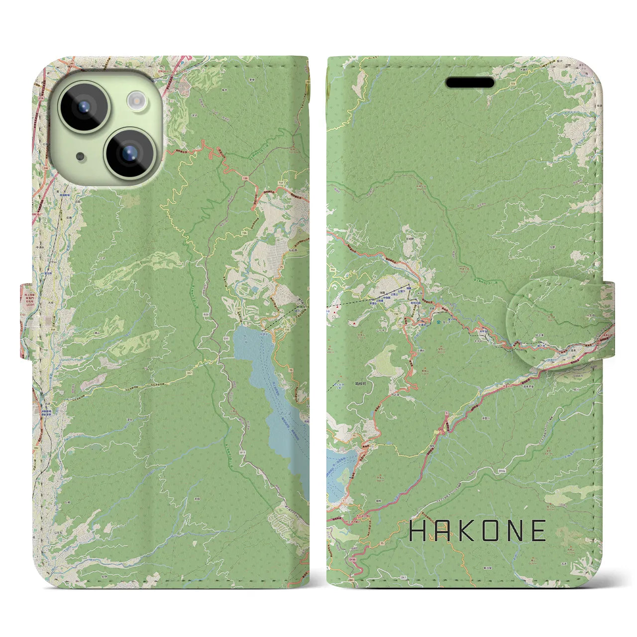 【箱根(神奈川県)】地図柄iPhoneケース(手帳タイプ)