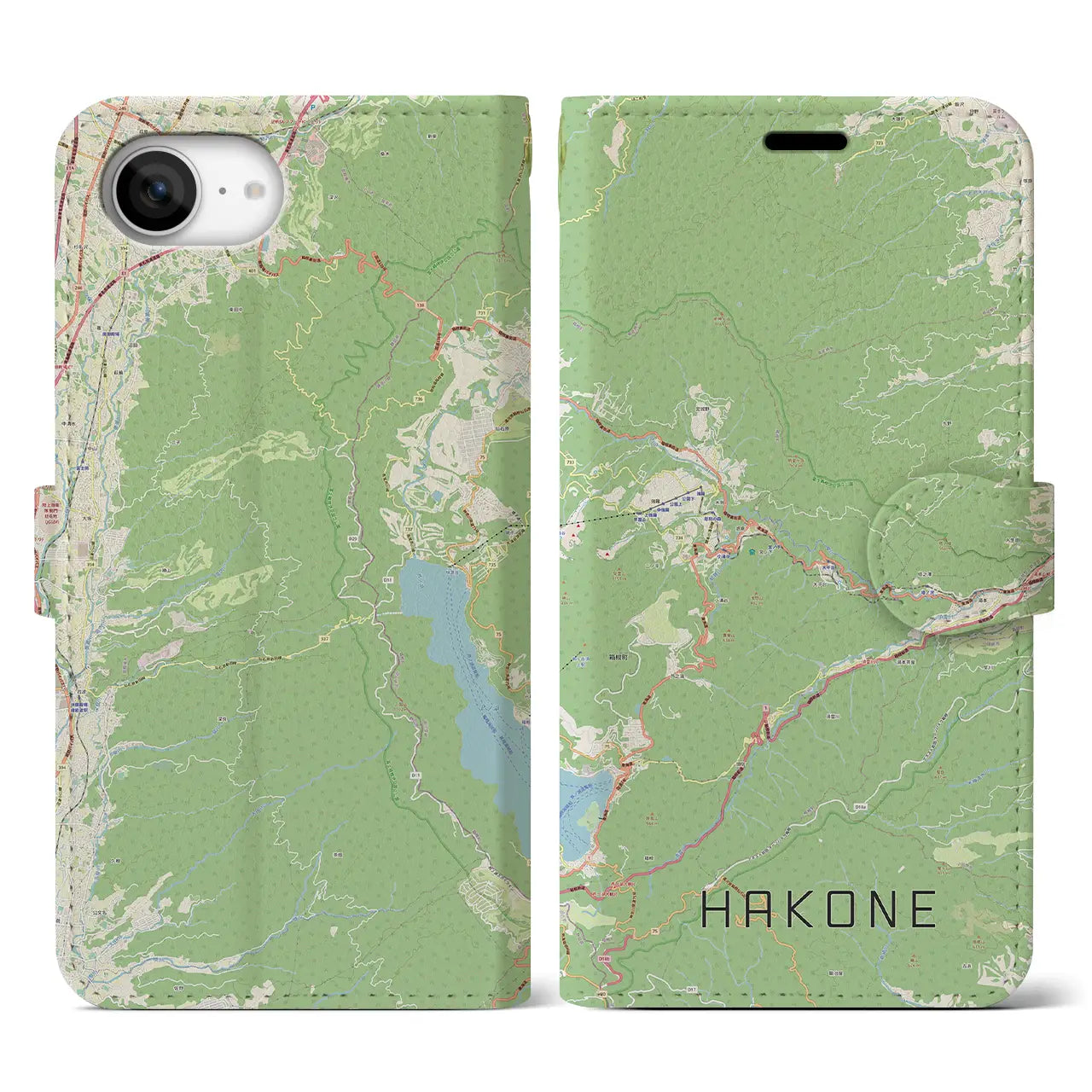 【箱根(神奈川県)】地図柄iPhoneケース(手帳タイプ)