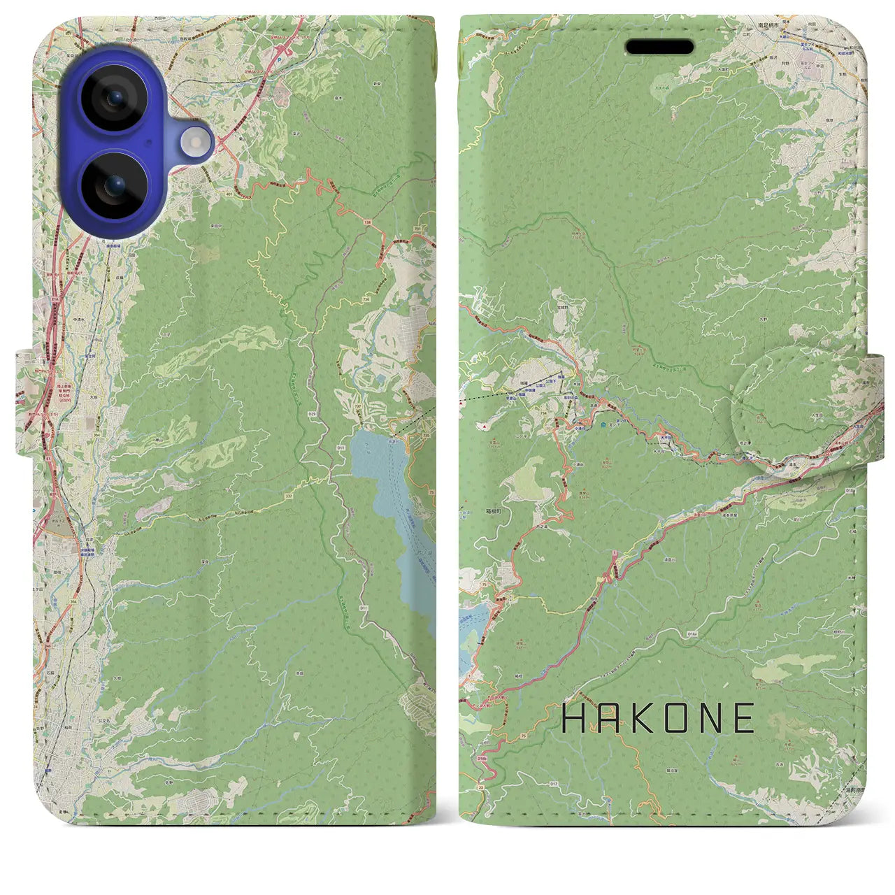 【箱根(神奈川県)】地図柄iPhoneケース(手帳タイプ)ナチュラル・iPhone 16 Pro Max 用