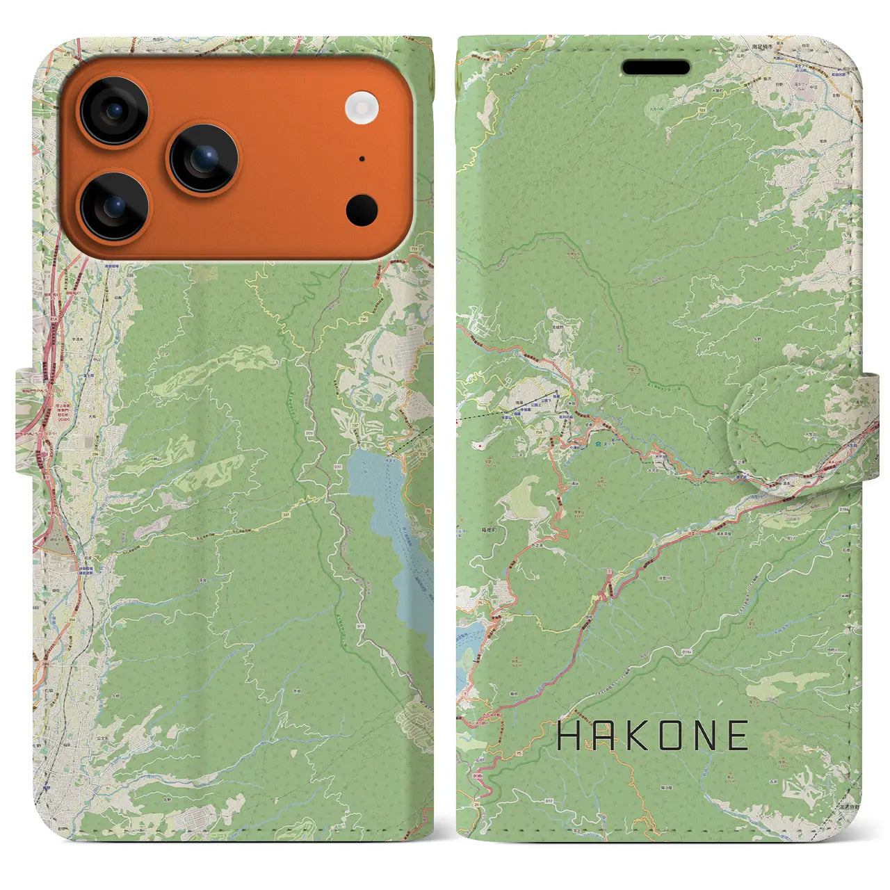 【箱根(神奈川県)】地図柄iPhoneケース(手帳タイプ)ナチュラル・iPhone 17 Pro Max 用