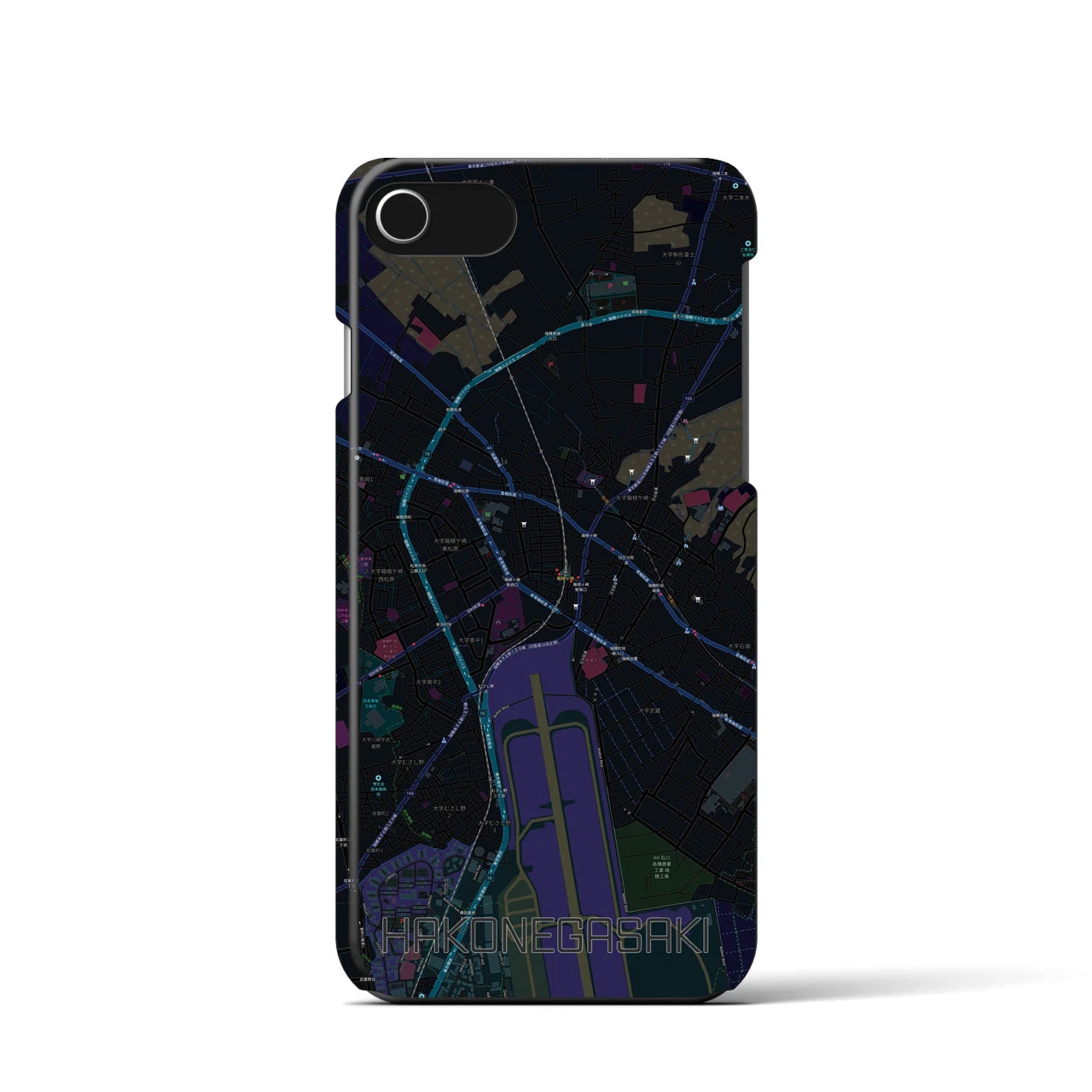 【箱根ケ崎(東京都)】地図柄iPhoneケース(バックカバータイプ)