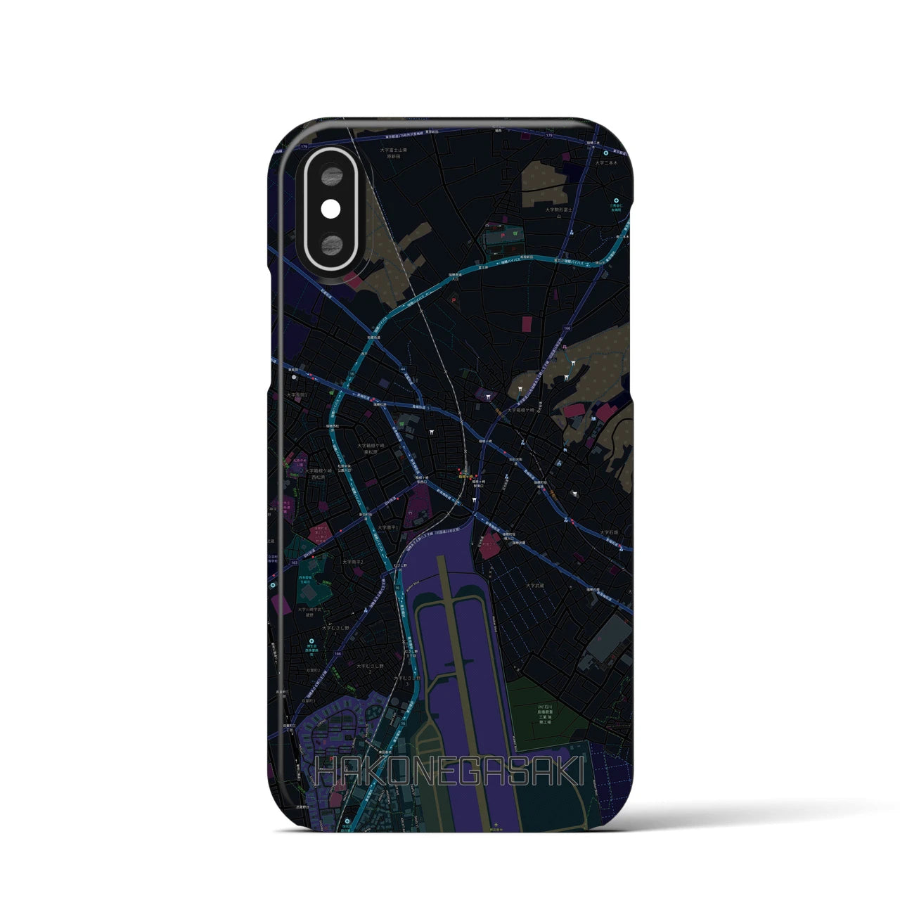 【箱根ケ崎(東京都)】地図柄iPhoneケース(バックカバータイプ)