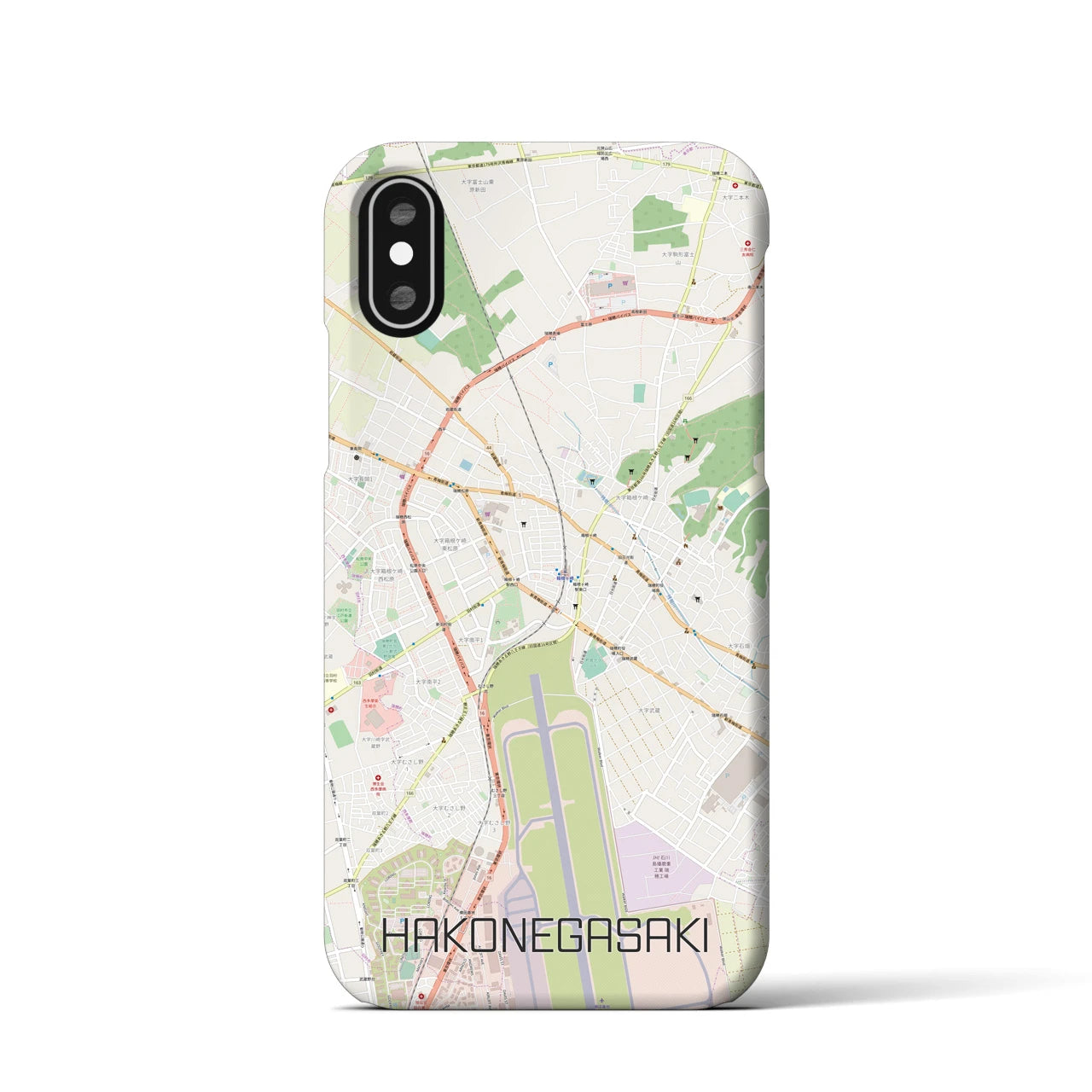 【箱根ケ崎(東京都)】地図柄iPhoneケース(バックカバータイプ)