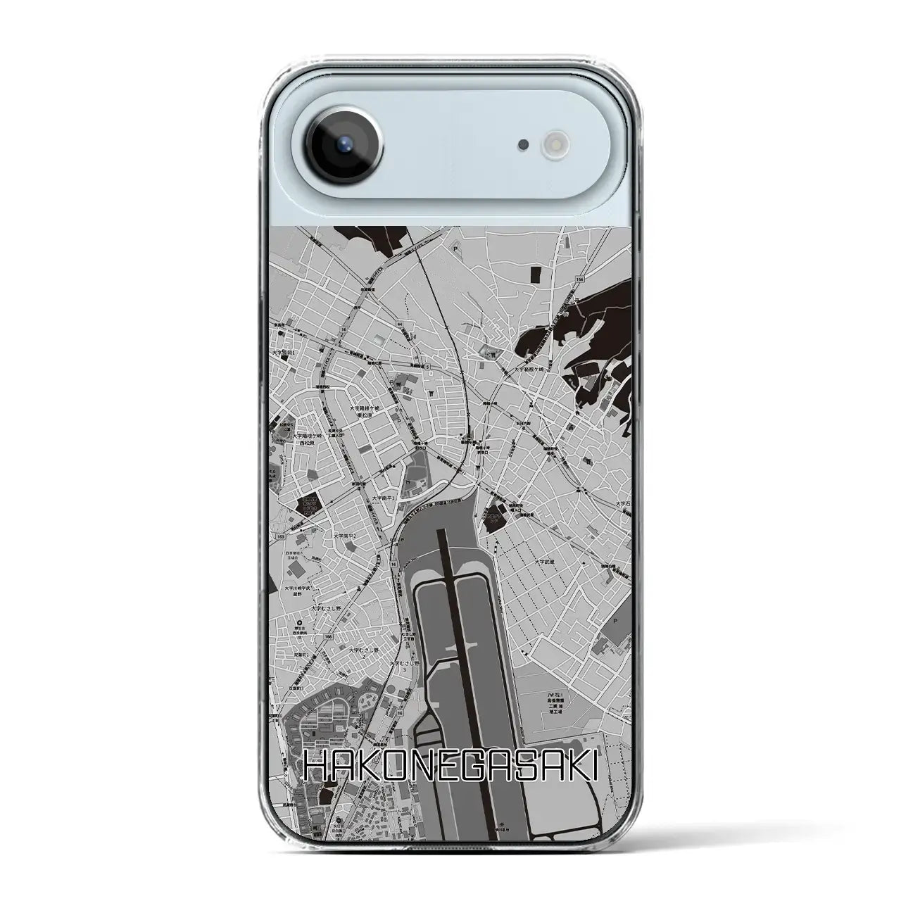 【箱根ケ崎(東京都)】地図柄iPhoneケース(クリアタイプ)モノトーン・iPhone 17 Pro Max 用