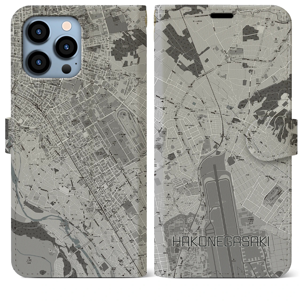 【箱根ケ崎(東京都)】地図柄iPhoneケース(手帳タイプ)
