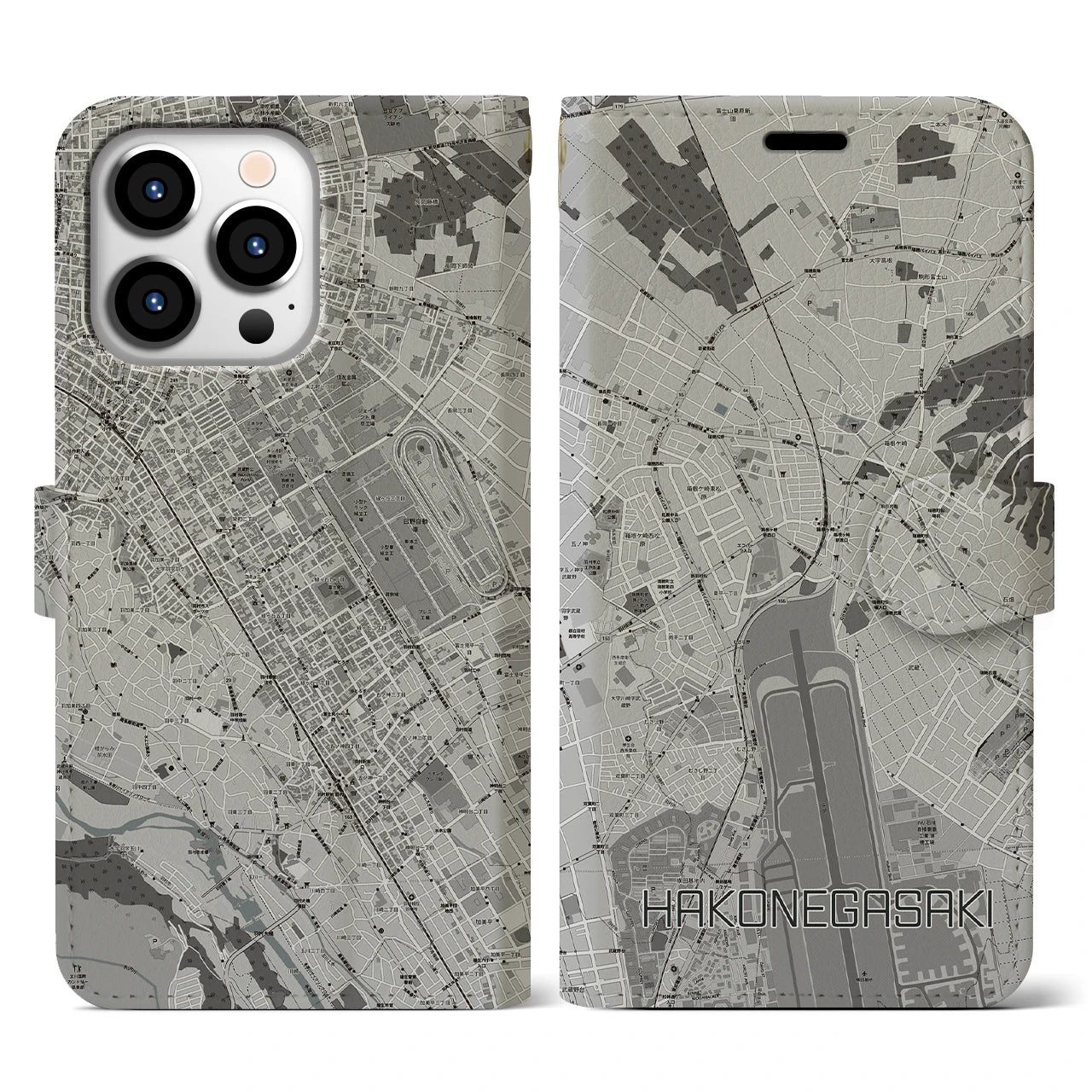 【箱根ケ崎(東京都)】地図柄iPhoneケース(手帳タイプ)