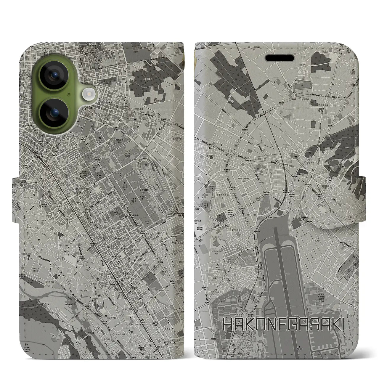 【箱根ケ崎(東京都)】地図柄iPhoneケース(手帳タイプ)